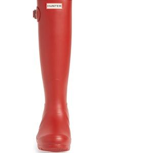 Red hunter rain boots